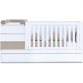 Cuna Convertible Alondra Konver Sero Kubo Arena 70 x 140 cm con Cama Nido Beige/Arena