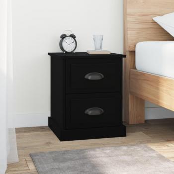 Mesita de noche negra 39x39x47,5 cm de madera multicapa