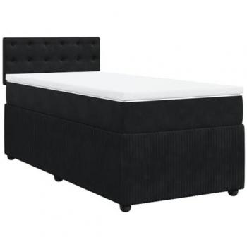 Cama box spring con colchón terciopelo negro 100x200 cm Vidaxl Negro