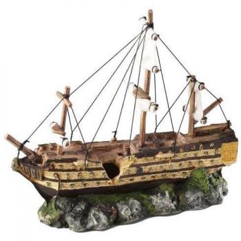 Barco de Vela Decoración para Acuario 37x12x28,5 cm Aqua Della