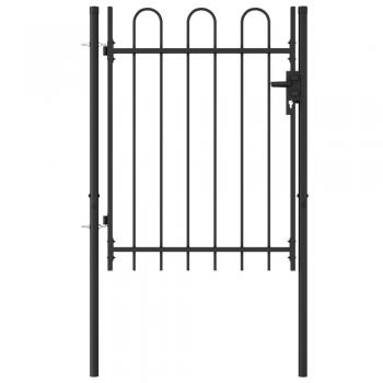 vidaXL Fence Gate Single Door with Arched Top Steel 1x1.2 m Black