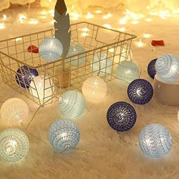 Guirnalda de Luces de Algodón, 3M Cadena de Luces para Algodón Bola, Guirnalda Luces con 20 Bolas de Algodón, Cadena de Luces LED Batería para Habitación Mesa Estante, Patio, Fiesta, Boda, Decoración