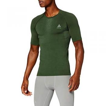 Odlo Suw Crew Neck S/S Performance - Camiseta cálida para Hombre, Hombre, 188042, Climbing Ivy/Agave Green, Medium