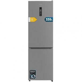 Frigorífico Combi Cecotec Bolero CoolMarket 335L No Frost Gris E, Compresor Inverter Plus, Bajo Consumo, Estantes de Cristal y Cajón Control de Humedad