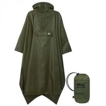 Packable Waterproof Poncho Cape - Lightweight Rain Jacket with Hood for Men & Women - Khaki