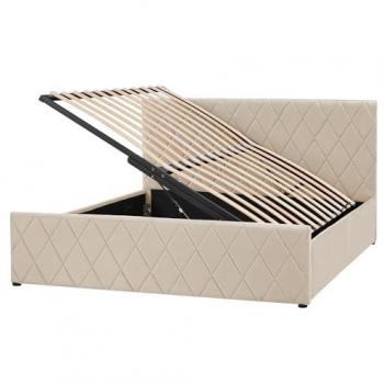 Cama de Almacenaje Rochefort 160 x 200 cm con Cabecero Trapuntado en Terciopelo Beige