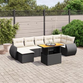 8-Piece Black Poly Rattan Garden Sofa Set with Cushions