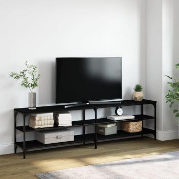 Mueble TV Negro 180x30x50 cm de Madera Contrachapada y Metal