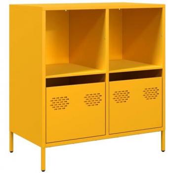 Aparador de acero laminado en frío amarillo mostaza 68x39x73,5 cm, armario de almacenaje, mueble aparador, mueble de almacenaje de cocina, bufé
