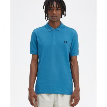Fred Perry Men's Slim Fit Blue Cotton Pique Polo Shirt - Size L