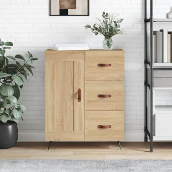 Aparador de madera de ingeniería 69,5x34x90 cm en color roble Sonoma, mueble de almacenaje para salón, buffet y armario auxiliar