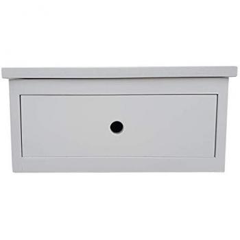 Mesita Flotante Oslo de Madera de Pino Lacada en Blanco con Cajón - 43x34x19 cm - Artesanal Fabricada en España