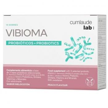 Complemento Alimenticio Cumlaude Lab Vibioma 14 Sticks - Triple Acción Probiótica para Bienestar Íntimo Femenino, Previene Infecciones, con Vitaminas y Sabor Melocotón