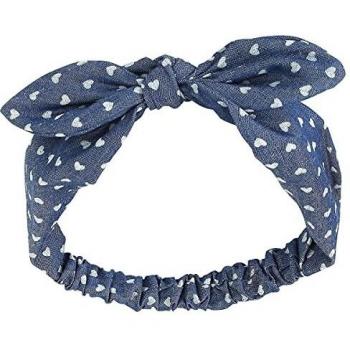 Banned Alternative Heart Bow Mujer Diadema Azul-Blanco, 100% poliéster,
