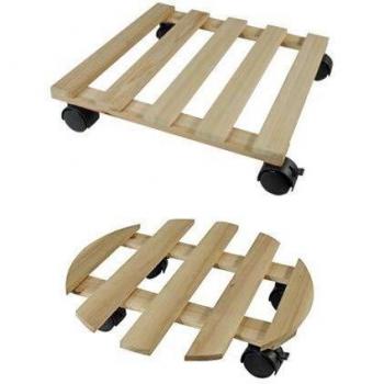 Soporte con Ruedas para Macetas Nature Madera de abeto 35 x 35 x 7,4 cm