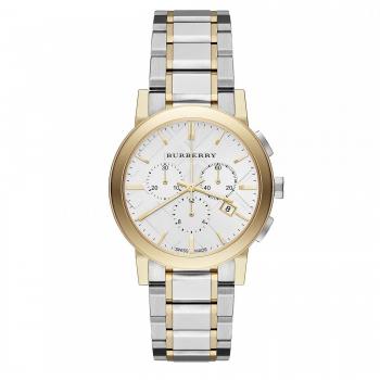 Burberry BU9751 The City Unisex Two-Tone Chronograph Watch White/Grey/Gold One Size