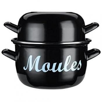 WORLD OF FLAVOURS Kitchen Craft - Cacerola de Acero esmaltado para cocinar mejillones al Vapor