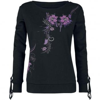 Full Volume by EMP Manga Larga con Cordones y Estampado Floral Sudadera Negro XXL