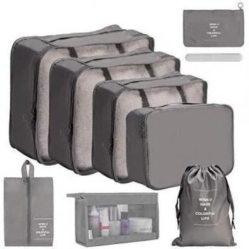 OrgaWise Organizador Maleta Set de 9, Bolsa Organizador para Ropa, Zapatos y Cosméticos, Resistente al Agua y Duradero, Ofrece Una Caja de Cepillo de Dientes