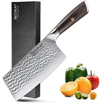 Cuchillo de cocina cuchillo de chef 7 inch, cuchillo de cocina cuchillo de cocina chino acero inoxidable alemán con alto contenido de carbono con hoja afilada mango de pakkawood, caja de regalo