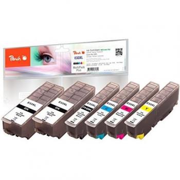Multipack de Cartuchos de Impresora Peach 33XL (2 Negro, Photo Negro, Cian, Magenta, Amarillo) Compatible con Epson T3357 para Impresoras Epson Expression Premium XP-530 y XP-630