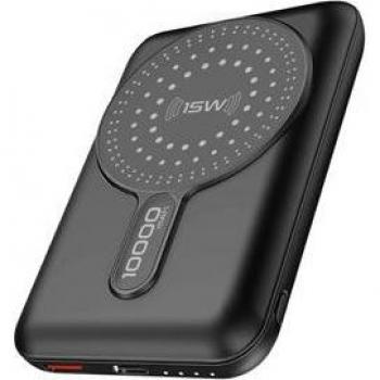 Batería Externa Inalámbrica 3 en 1 Promate PowerMAG-10Pro Magsafe 15W 10000mAh con Soporte Plegable y Puertos USB-A QC 3.0 y USB