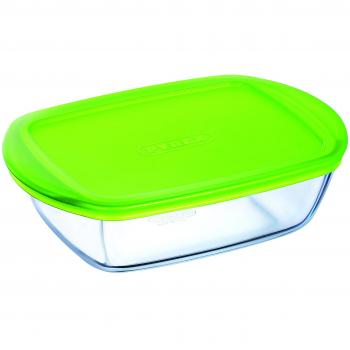 Pyrex RECIP RECT 23X15X6,5CM C/T Verde C&S PX Recipiente con Tapa, Multicolor, 23 x 15 x 6,5 cm