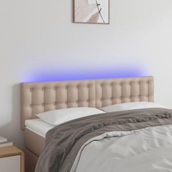 Cabecero LED Cappuccino 144x5x78/88 cm en cuero sintético