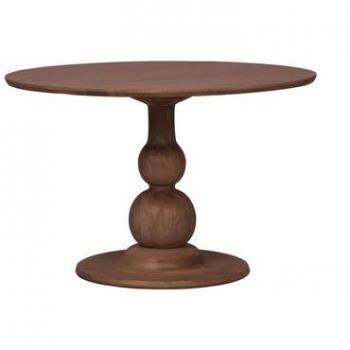 Mesa de Comedor Redonda de Madera Sólida Ø120cm en Color Nogal y Mango