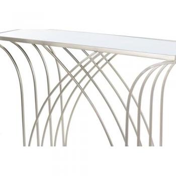 Consola de Metal con Tablero Espejo 104x30x79 cm