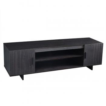 Mueble TV Estante para TV hasta 65” de Madera Moderno con 2 Armarios y Repisas Abiertas Centro Diversión Gris Oscuro