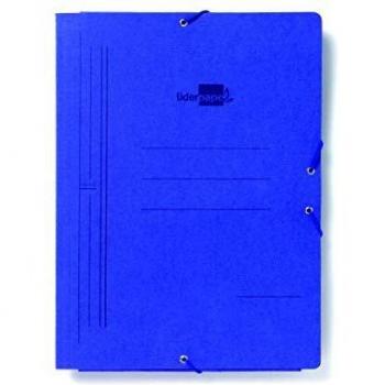 Carpeta Azul Liderpapel con Gomas y 3 Solapas de Cartón Pintado, Tamaño Cuarto