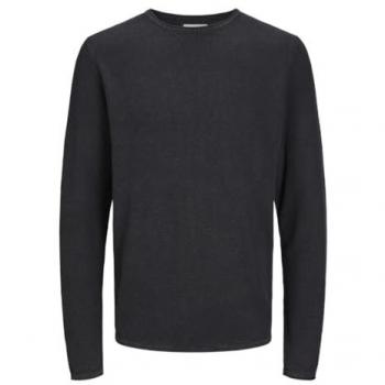 Jersey de Punto Negro con Cuello Redondo y Manga Larga para Hombre Jack & Jones - Cómodo y Flexible AW24