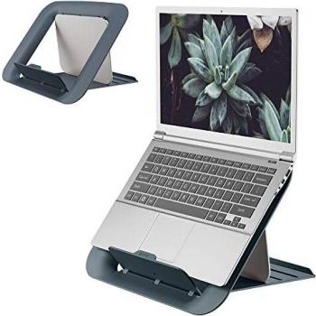 Leitz Soporte Ajustable para Portátil, Convertidor Elevador de Escritorio, Soporte Compacto para Portátil con 4 Alturas, Gama Ergo Cosy, Gris Terciopelo, 64260089