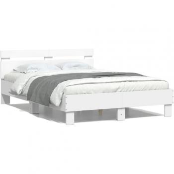 Cama solar con cabecera y luces LED blancas 135x190 cm Vidaxl