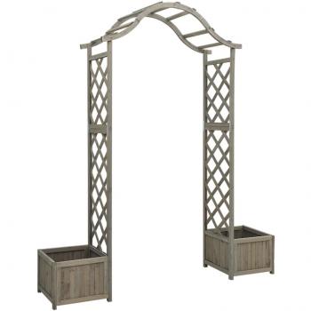 Gray Solid Firwood Garden Pergola with Planter