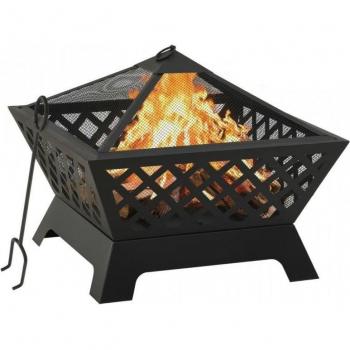 vidaXL Fire Pit with Poker 64 cm XXL Steel