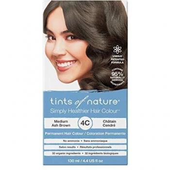 Tints of Nature Permanent Hair Dye, Nourishes Hair & Covers Greys, 1 x 130ml - 4C Medium Ash Brown