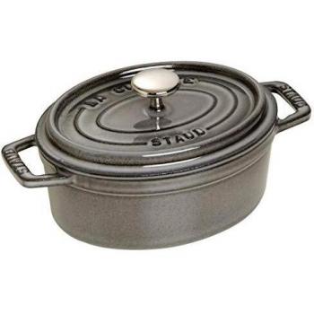 Staub Oval Cast Iron Cocotte, 17 cm, Graphite Gray, 1 L