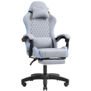 Silla Gaming Ergonómica Mars Gaming MGC-X, Tejido Transpirable, Cojín Cervical y Lumbar, Reclinable con Reposapiés Extensible, Azul
