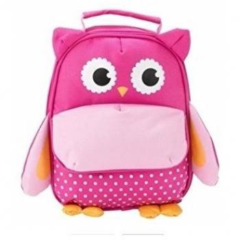 Mi pequeño almuerzo búho bolsa de almuerzo, rosa de poliéster. Bolsa de almuerzo tamaño H21, W28, D7cm.