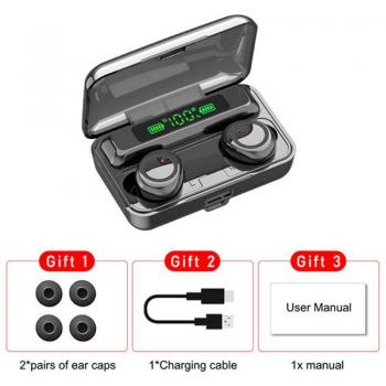 Auriculares Inalámbricos TWS Bluetooth 5.1 con Caja de Carga de 2800mAh, Estéreo HD, Impermeables y con Micrófono para Deportes