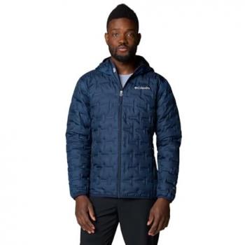 Columbia Abrigo Delta Ridge™ II Azul Océano, Chaqueta con Capucha, Talla XL, Aislamiento de Plumas, Resistente al Agua, Ligera y Compacta