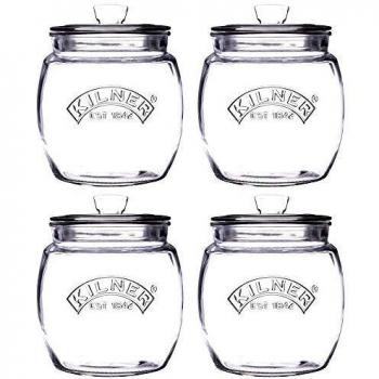 Kilner Preserving - Tarro con tapa curva, 0,85 L, transparente (paquete de 4