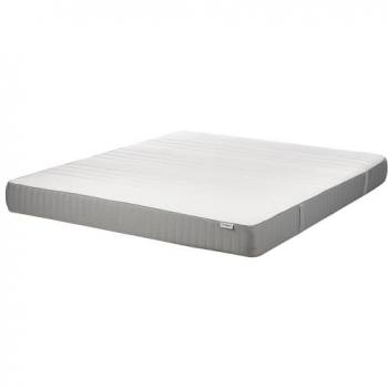 Colchón de espuma viscoelástica duro 180 x 200 cm con funda extraíble de poliéster blanco y gris Fancy