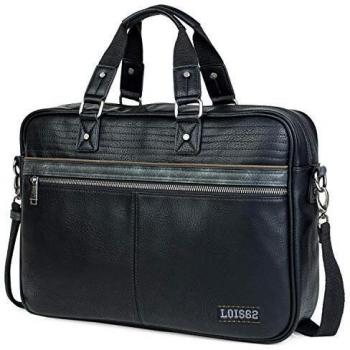 Lois - maletin portatil 15.6 Pulgadas. Cartera portadocumentos para Hombre. Cuero PU. Elegante. cómodo 305340, Color Negro