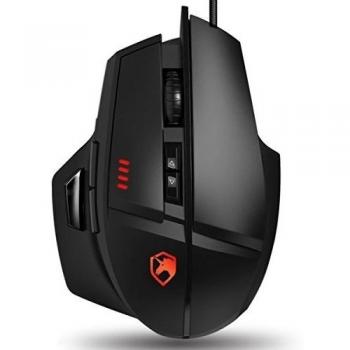 ECHTPower - 4800 ppp programable Gaming Mouse, alta precisión 9 botones con cable USB LED Gaming ratones incluyendo 3pcs Plancha para Pro Gamer