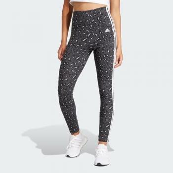 Leggings Adidas Essentials 3-Stripes Animal Print Mujer, color gris/carbon/negro, talla M, estampado de leopardo