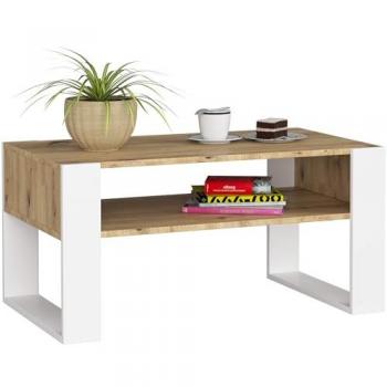 Mesa de café Akord Domi 92x53x45 cm Roble Artisan y Blanco Mate