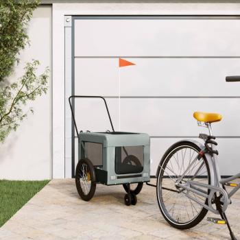 vidaXL Gray and Black Pet Bike Trailer - Oxford Fabric and Iron Construction